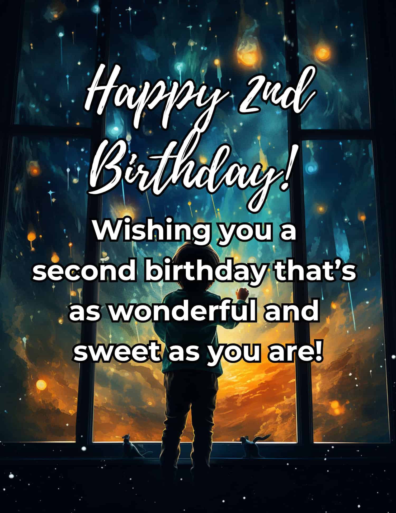 Heartfelt and joyful birthday greetings for a son turning two years old. Heartfelt and joyful birthday greetings for a son turning two years old.
