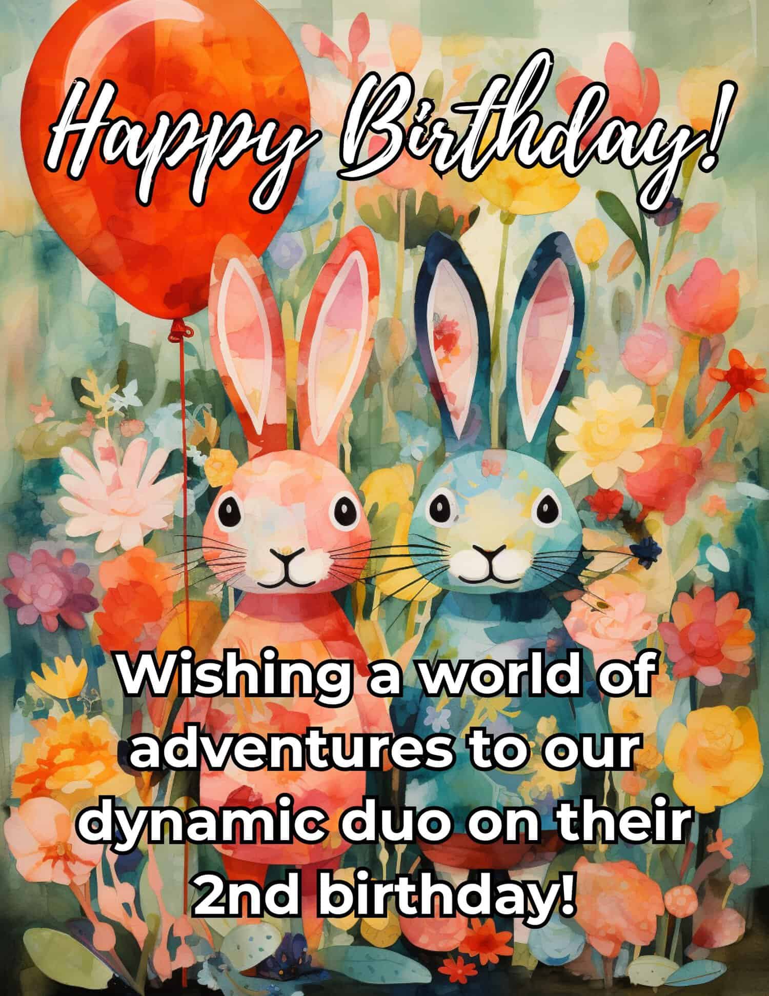 Unique and delightful birthday wishes for twins on their exciting second birthday. Unique and delightful birthday wishes for twins on their exciting second birthday.