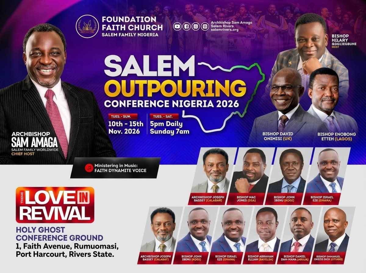 Flyer for Salem Outpouring Conference Nigeria 2026: Love in Revival